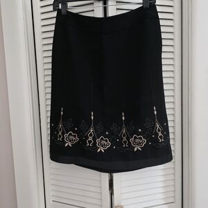 Elegant Black Embroidered Skirt